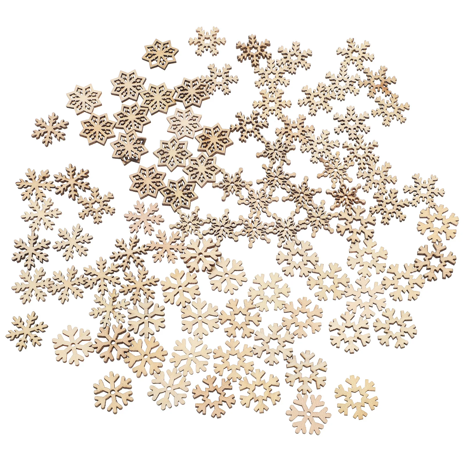 

100 Pcs Small Wooden Snowflakes Christmas Cutouts Ornaments Unfinished Wood Slices Decorations Party Wedding Holiday Sewing