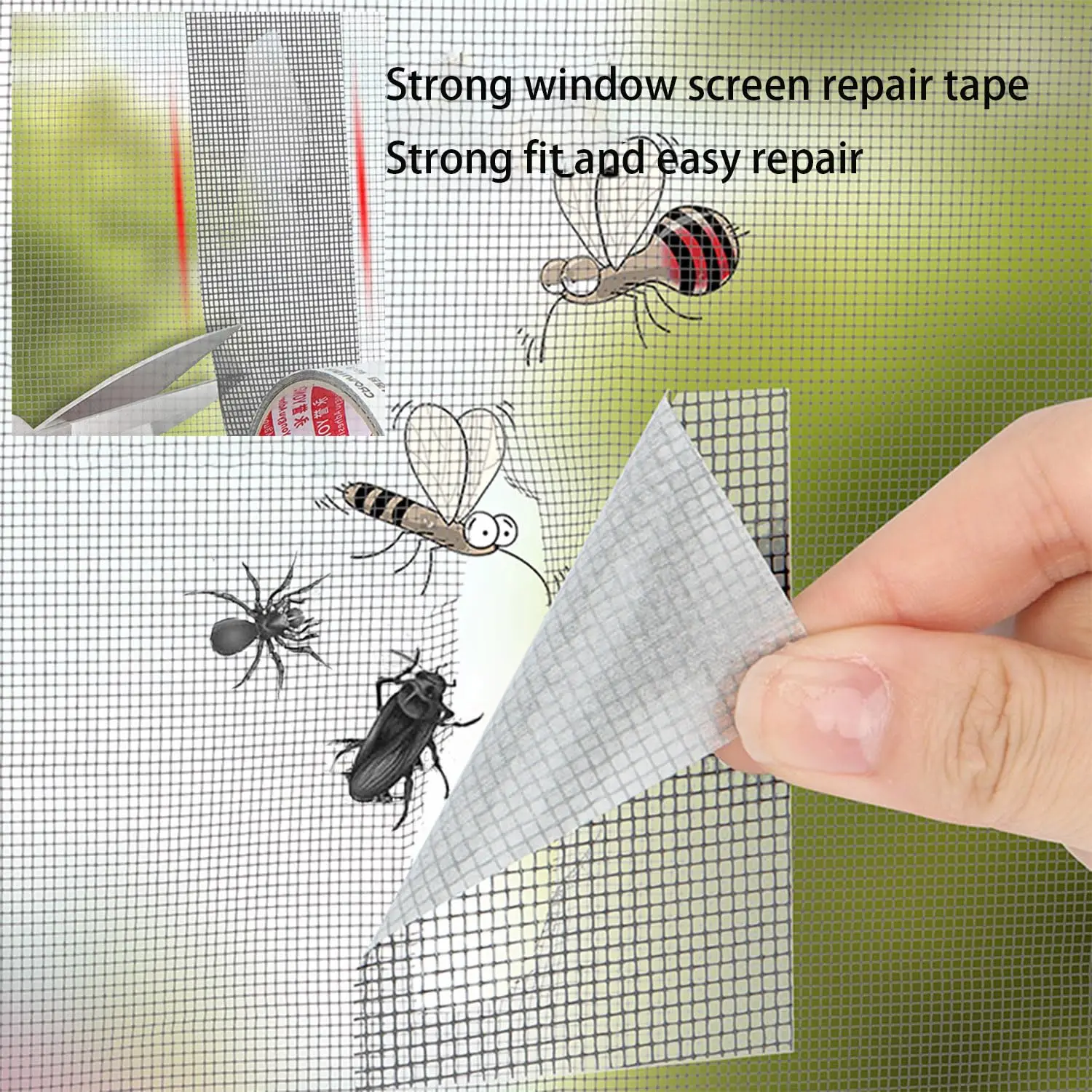 2/20M Window Screen Repair Tape Strong Adhesive Net Fix Patch Tape Anti Insect Mosquito Mesh Broken Holes Cover Repair Stick