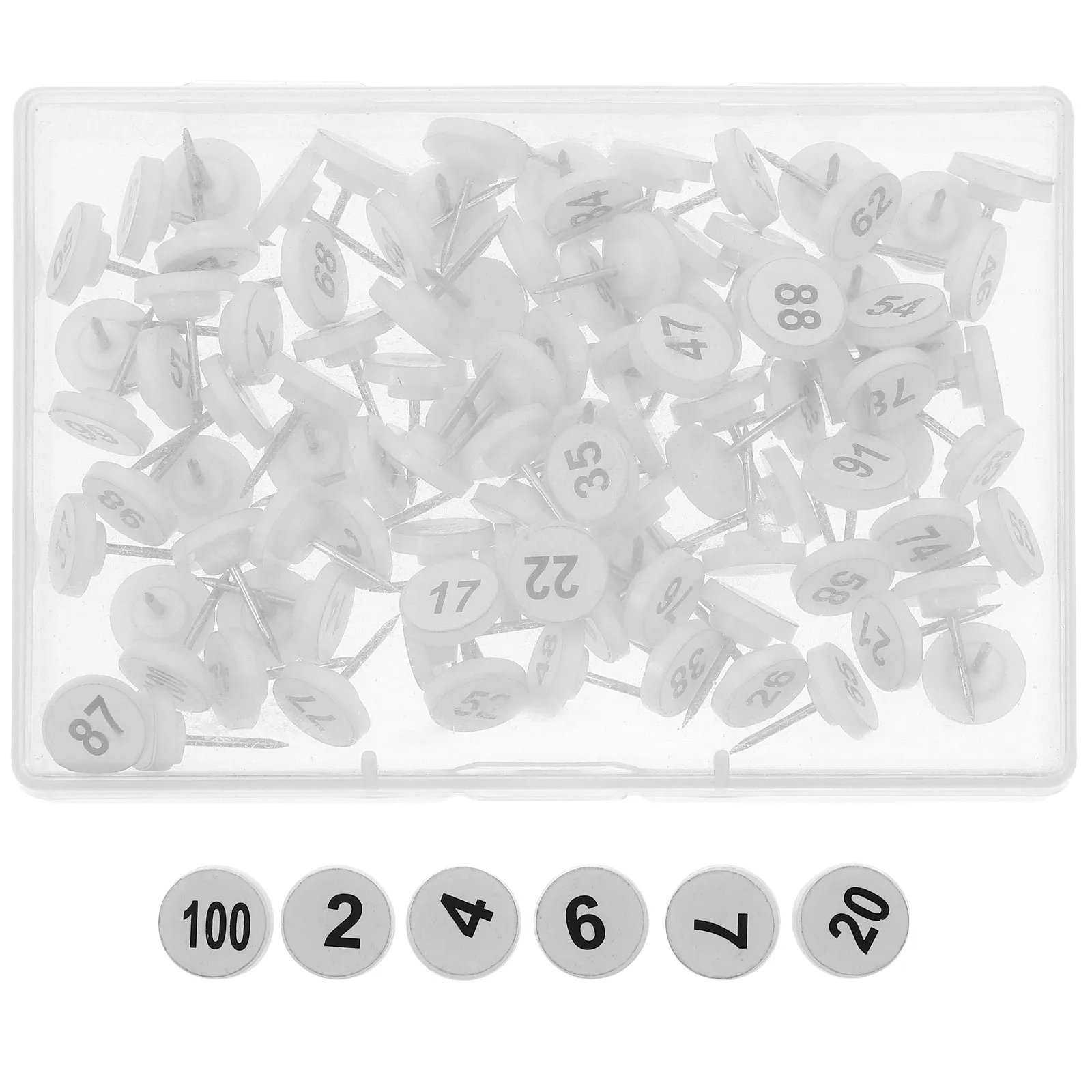 100Pcs Flat Thumbtacks with Numbers 1-100 Round Metal Pushpins for Cork Board Bulletin Wall Map School Office Organization
