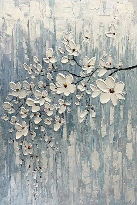 Chenistory-番号によるアクリルの絵,大人のための緑の花の油絵,ギフト