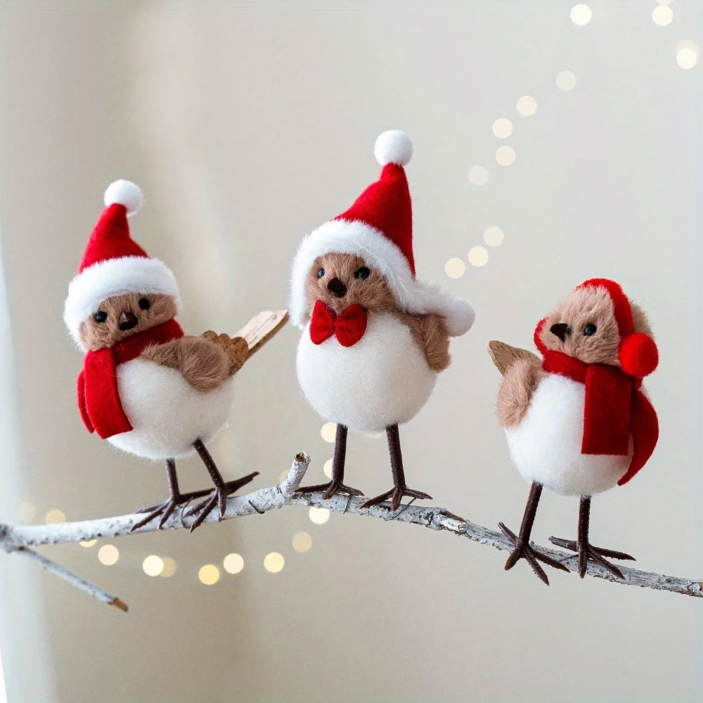 Roter Schal Schaumstoff Weihnachtsvogel Baumschmuck Anhänger Heimdekoration Festliche Winterdekoration Niedliches Neuartiges Party-Geschenk-Accessoire – Detail 2