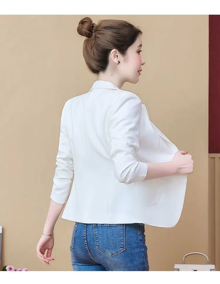 Blazer Mujer معطف نسائي من الكشمير يمزج الجمل سبعة أرباع مطاطي عالمي مشاعر متوسطة حساسة تقليم الحفر