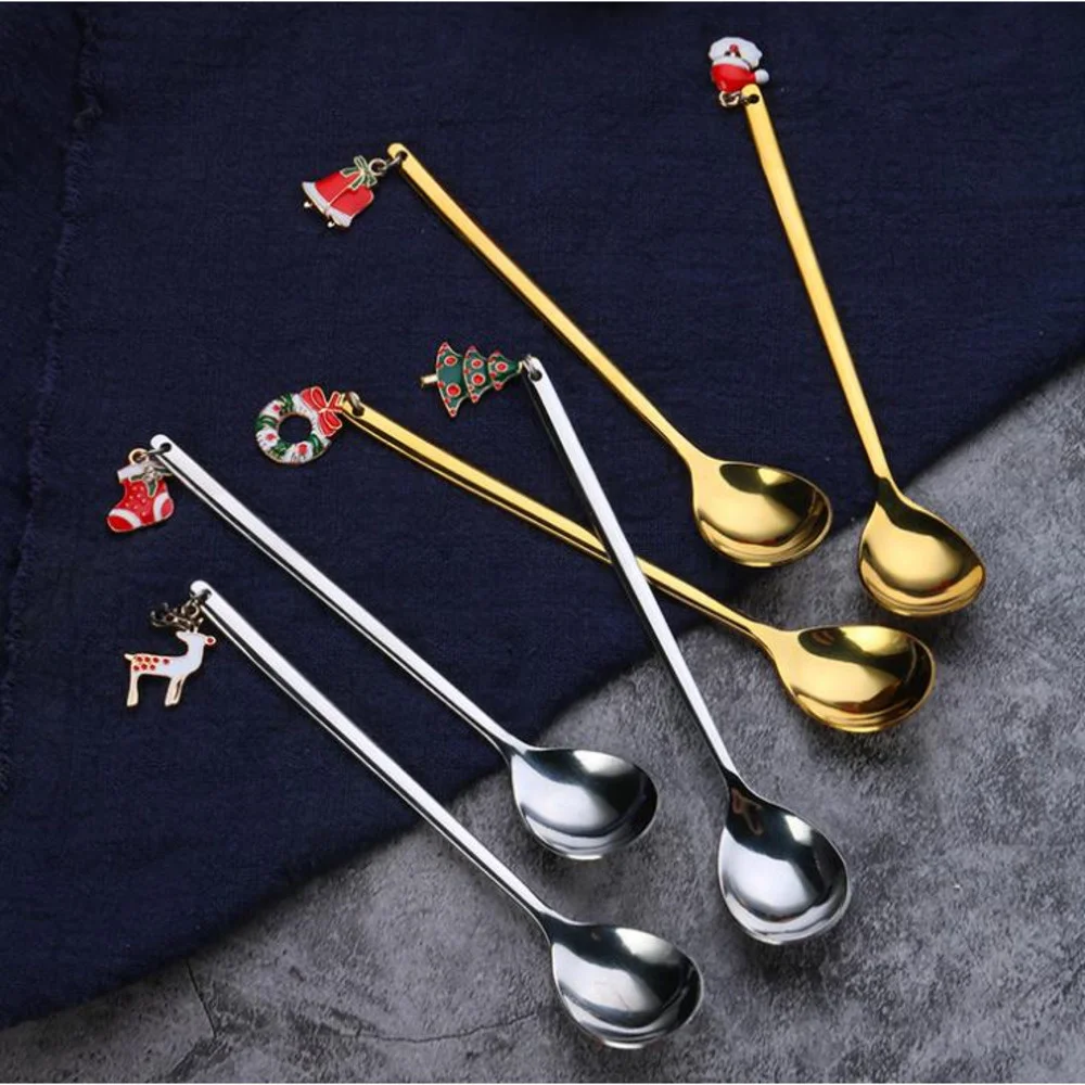 Christmas Gift Coffee Spoon Festival Promotion Stainless Steel Dessert Spoon Creative Stainless Steel Tableware Spoon