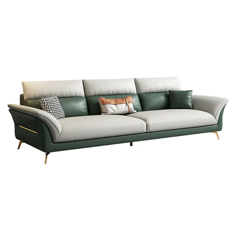 Italian minimalist waterproof nanotechnology cloth art sofa, straight row three or four people furniture