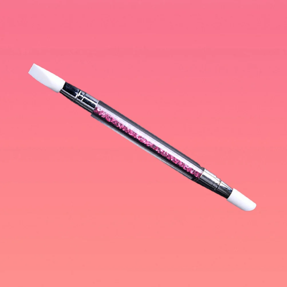 

Nail Art Carving Pen Silicone Head Acrylic Handle Pink Dual Head Nail Tool for Flower Patterns Rhinestone Decoration