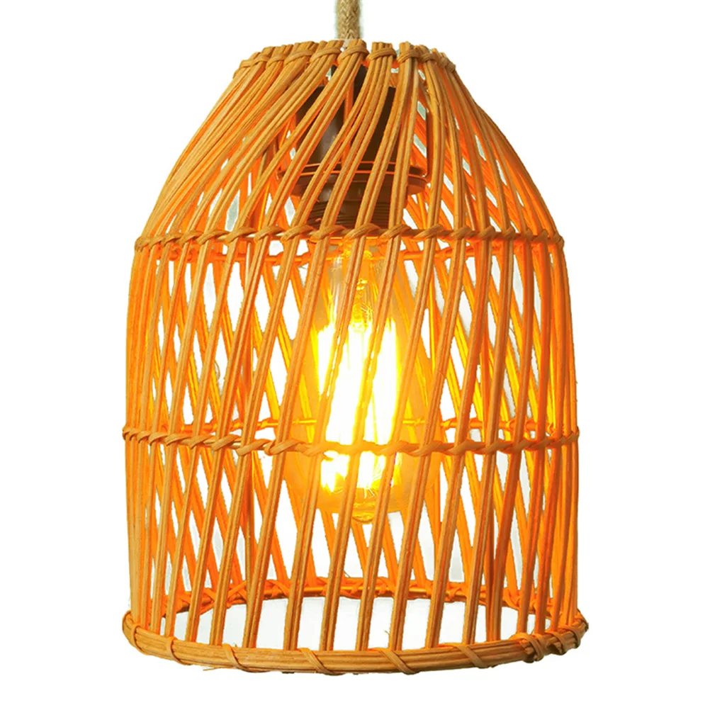 

Boho Chandeliers Rattan Pendant Lampshade Woven Basket Light Cover Replacement Home Decor Rustic Hanging Lamps Bamboo Weaving