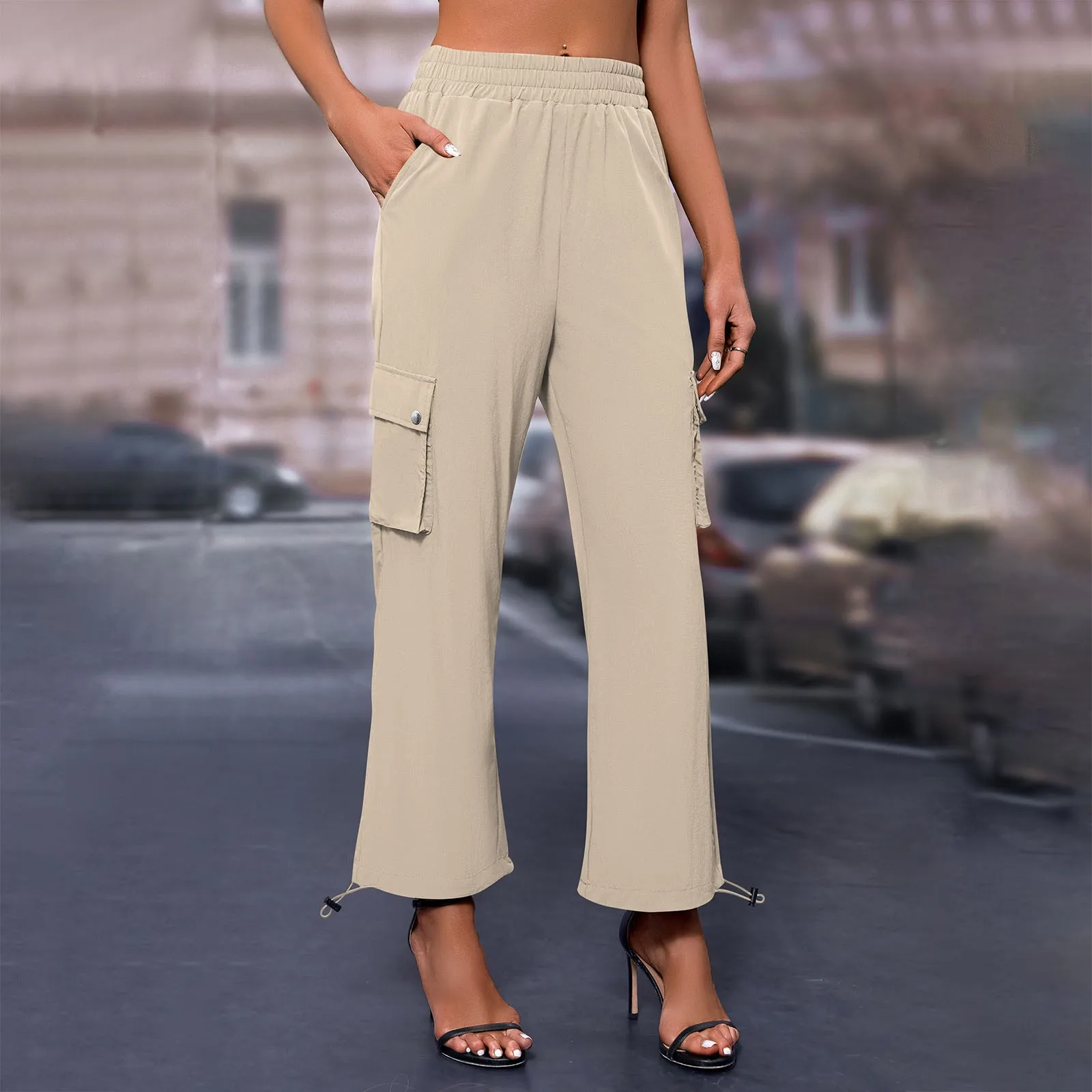 

Vintage Streetwear Cargo Pants Fashion Women Solid Oversized Pocket High Waist Baggy Pant Casual Hip Hop Straight New Trousers