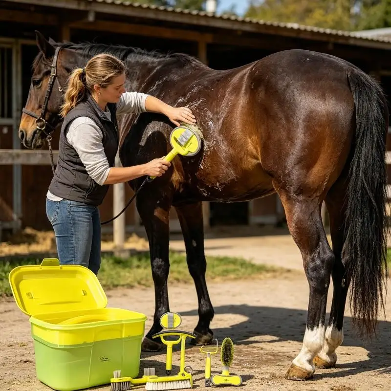 U2JB Daily Horse Care Set with Storage Box and Grooming Tools Use