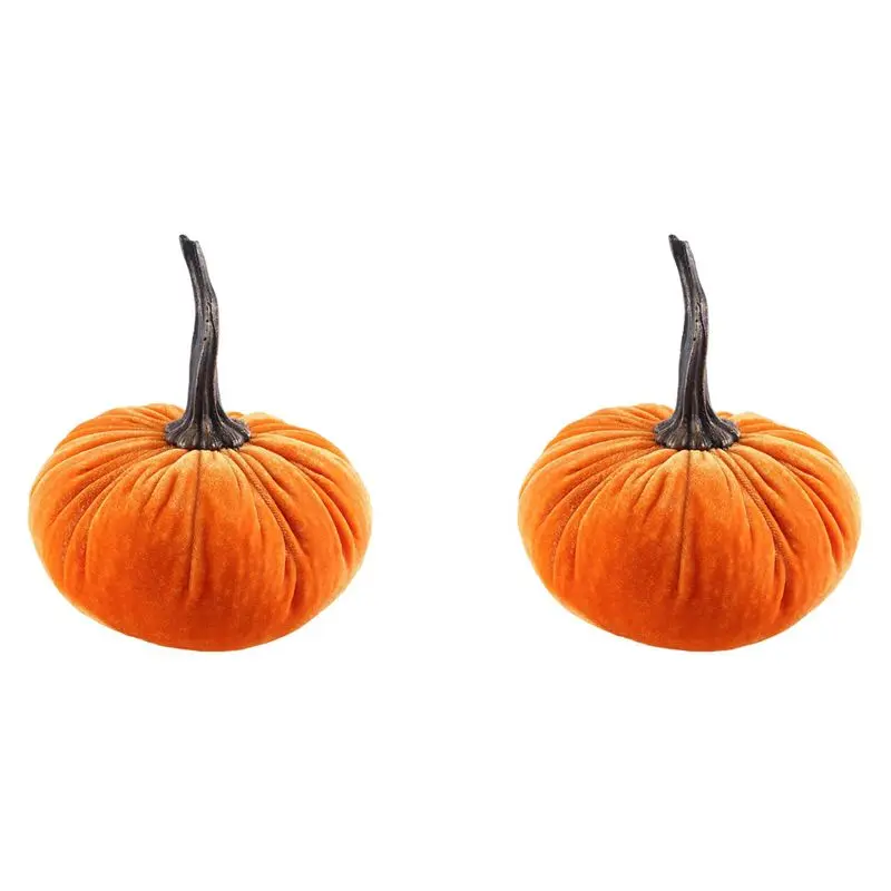 ABFU-2X Large Velvet Pumpkins For Decorating,Handmade Artificial Harvest Pumpkins,Fall Halloween Thanksgiving Home Decor