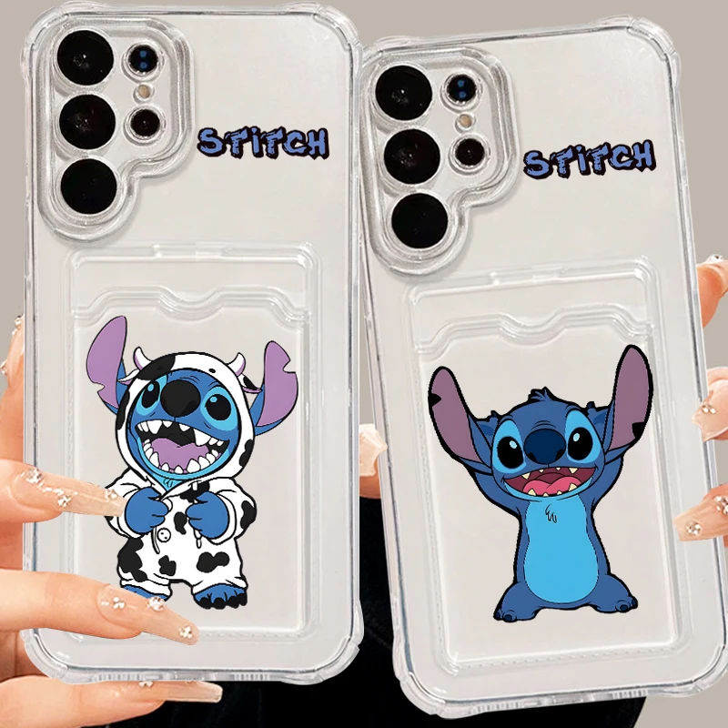 Disney Stitch Cool Art For Samsung A73 A72 A54 A71 A52 A53 A32 A22 A14 A13 A23 5G Photo Card Bag Transparent TPU Phone Case