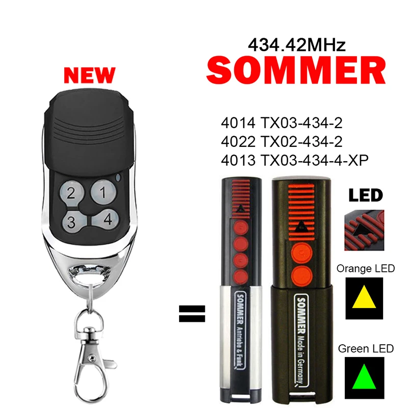 

Compatible 434.42MHz SOMMER TX03 434 4 XP 4013 TX03-434-4-XP 4014 TX03-434-2 4022 TX02-434-2 Garage Door Remote Control Opener