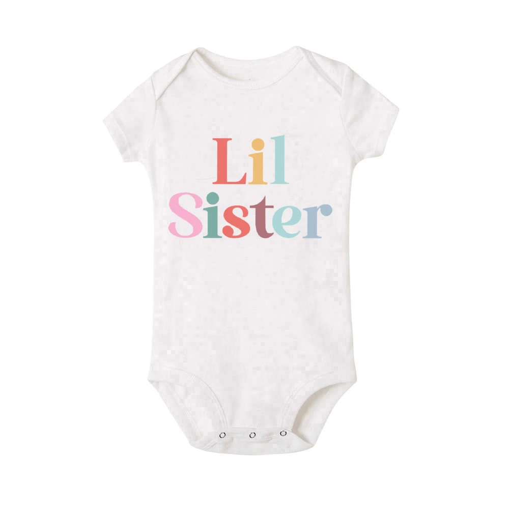 Big Sister Little Sister Printed Family Matching Shirt Girls  Summer T-shirt Tops Baby Bodysuit Kids Tee Short Sleeve Clothes