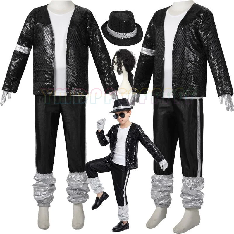 Perruque de performance scénique scintillante pour déguisement de Michael Jackson, idéale pour la danse pop, les concours et les fêtes de Pâques