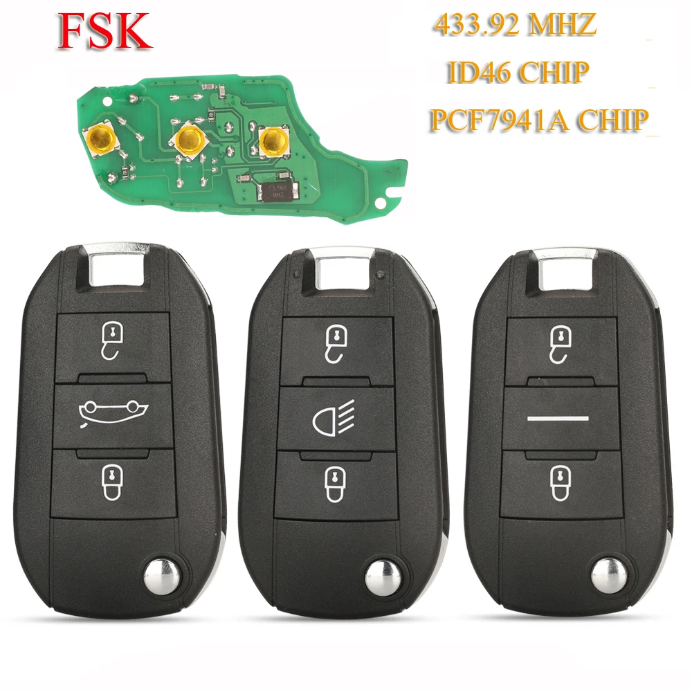 QCONTROL 3Buttons Remote Key Fob 433.92Mhz ID46 For Citroen C4L New Elysee For Peugeot 508 208 3008 2008 201 408 4008 Hella