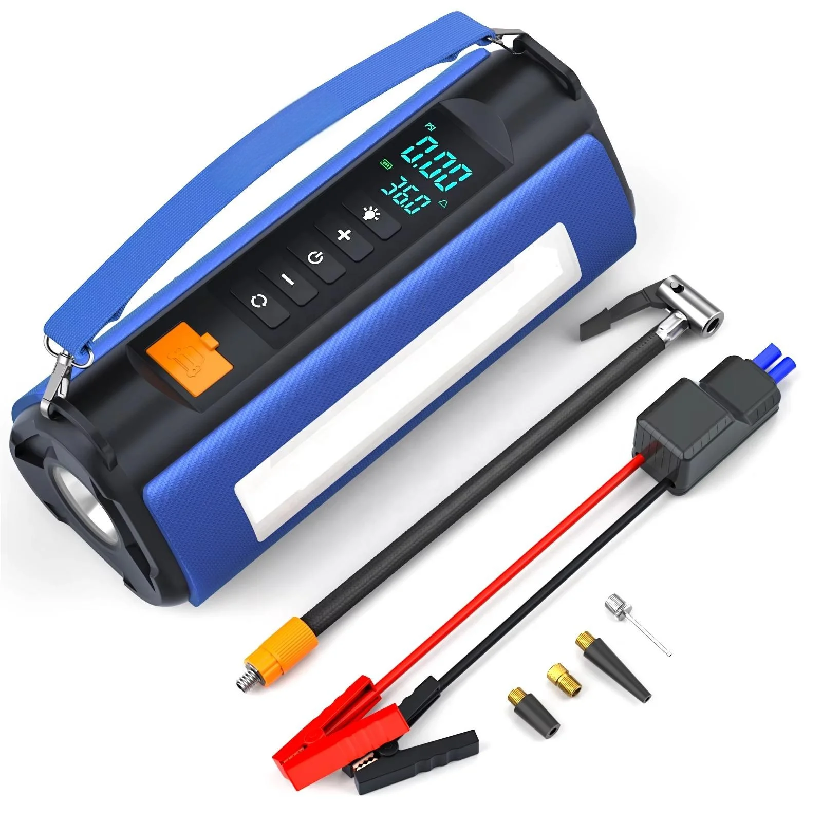 

4-in-1 Portable Car Jump Starter Power Bank with Air Pump LED Light 2000A Peak Current