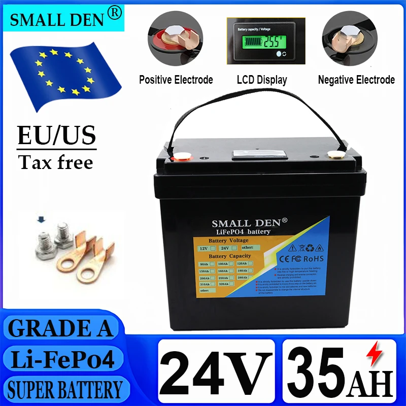 

24V 35Ah LiFePO4 battery 24V Lithium iron phospha For RV Campers Golf Cart Off-Road Off-grid Solar Wind batteries