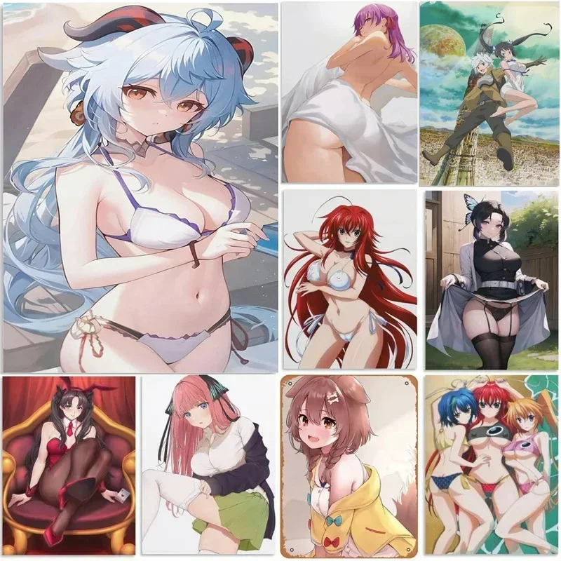 

1Pc Anime Pinup Girls Aluminum Signs Plaque Wall Decoration Vintage Posters Iron Painting for Man Cave Home Cafe Game Room Club