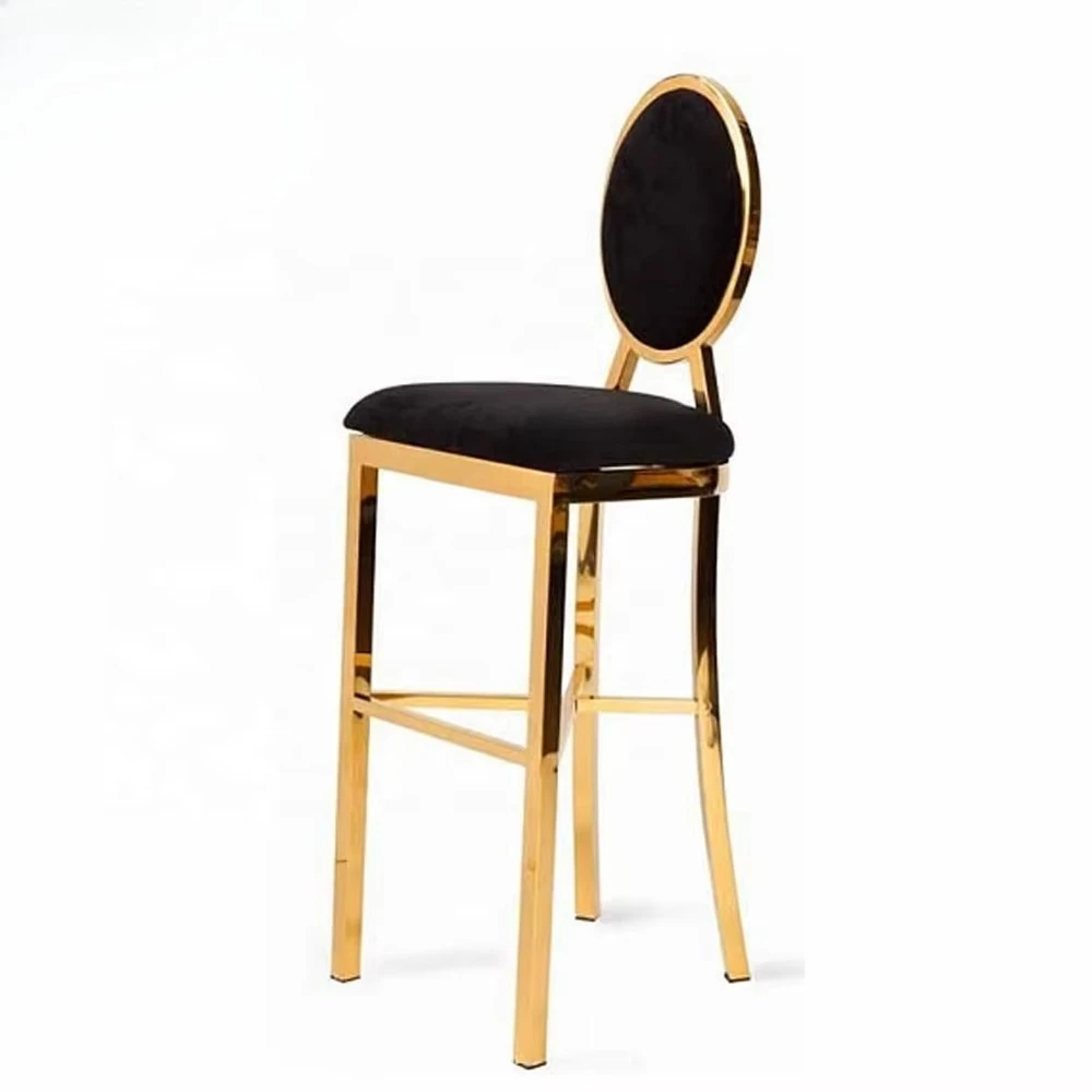 Bar Furniture Factory Stainless Steel Wedding Chair High bar Stool Chairs Metal Leather Stools bar Chairs for Kitchen