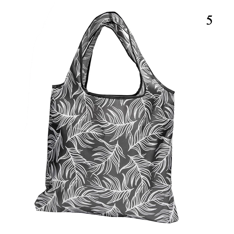 Moda Impressão Foldable Eco-Friendly Shopping Bag, Tote Folding Pouch Handbags, Conveniente mercearia de grande capacidade para viagens