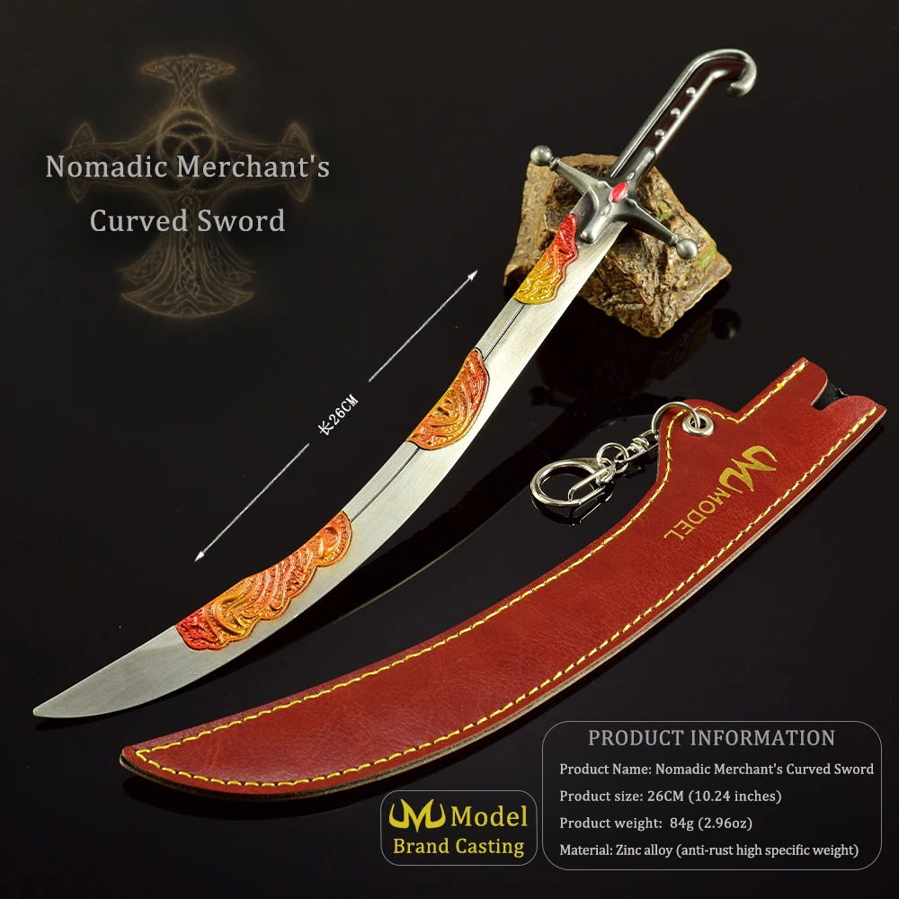 30 cm Populaire Soul Game Randapparatuur Wandering Kromzwaard Geschenkdoos Versie Alle Metalen Ambachten Nomad's Kilij Ornament Mes Speelgoed Zwaard