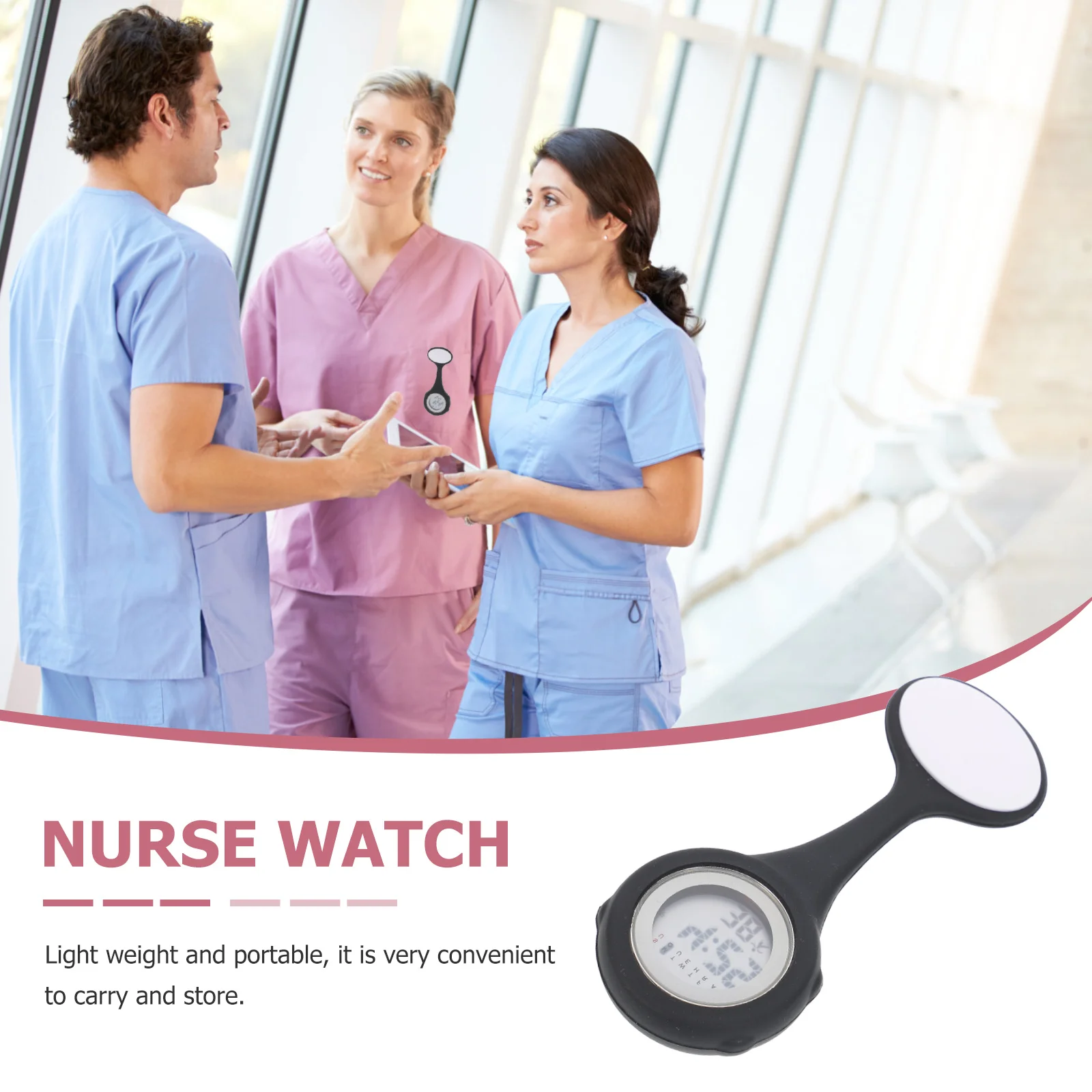

Multifunctional Digital Watch Silicone Zinc Alloy Nurse Clock Lightweight Pin Design For Medical Staff Detachable Hanging Pocket