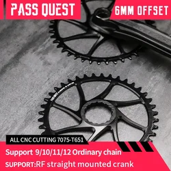 PASS QUEST 6mm Offset Chainring Narrow Wide Teeth Chainwheel for EASTON RACEFACE XXE RF Direct Mount Crank 9/10/11/12S