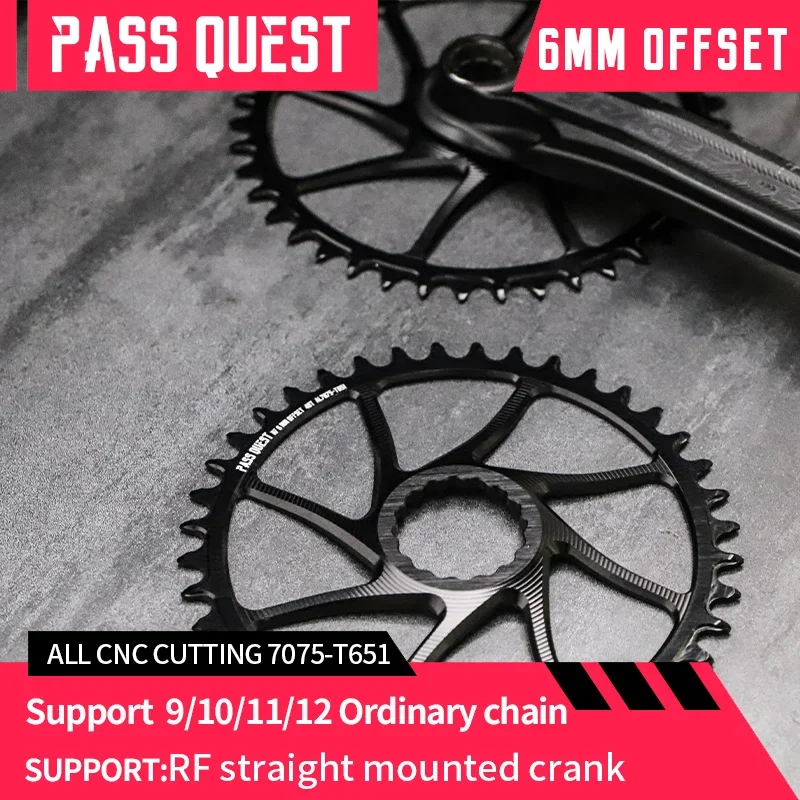 PASS QUEST 6mm Offset Chainring Narrow Wide Teeth Chainwheel for EASTON RACEFACE XXE RF Direct Mount Crank 9/10/11/12S