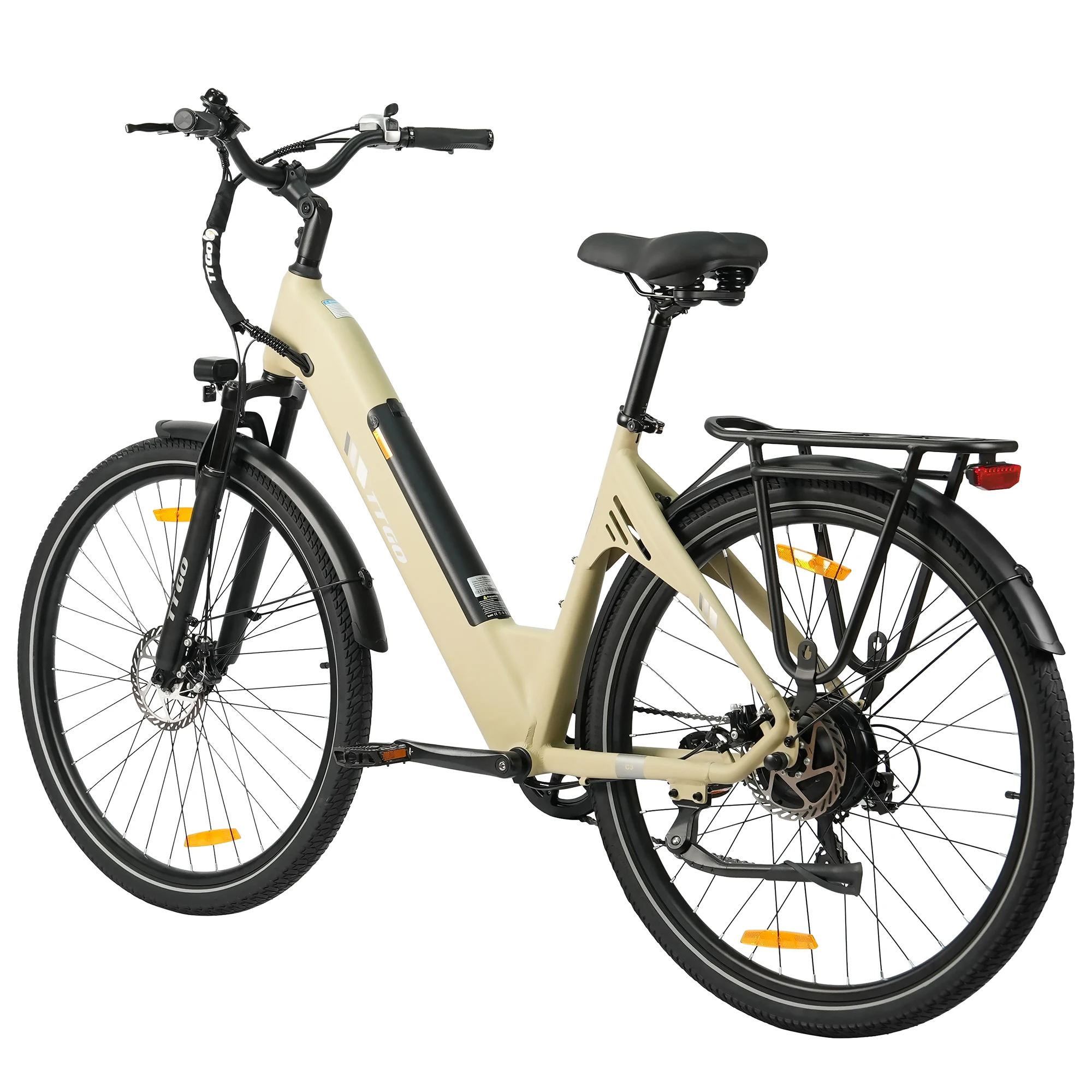Bicicleta eléctrica de 28 pulgadas C3SE con batería de 36V18AH, eBIKE 3.0 con neumáticos gruesos, 7 velocidades, bicicleta eléctrica urbana con pantalla LCD y motor de 250W, stock en la UE.