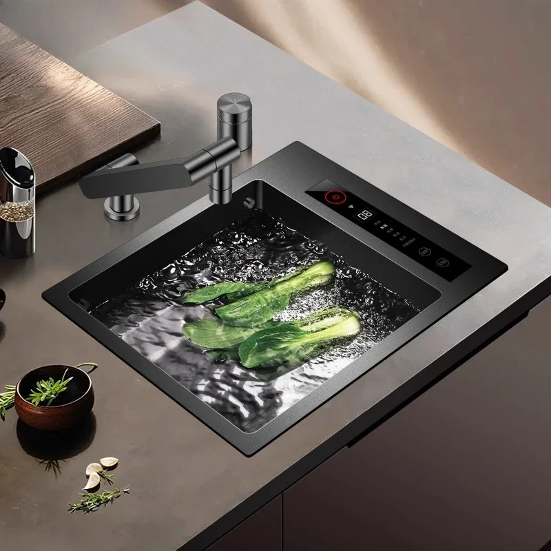 

Kitchen smart fruit and vegetable purification and disinfection sink, small single tank