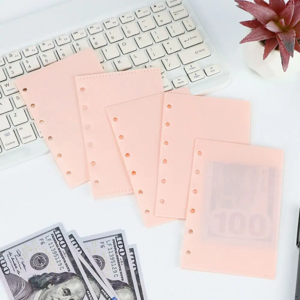 

5pcs A6/A7 Binder Folders Inner Page 6 Hole PP Idol Photo Card Holder Transparent Budget Sheet Loose Leaf Inside Paper