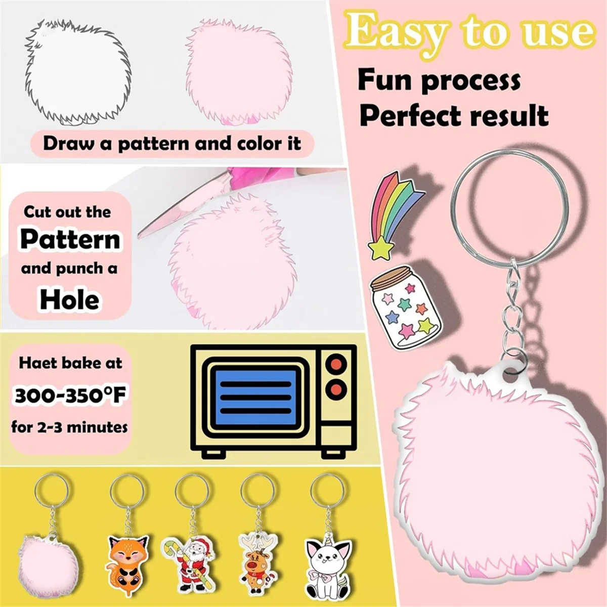 A20M 151PCS ShrinkyDink Sheets Kit, ShrinkyDink Keychain Kit Plastic Sheet Film Sheets Kit Suitable for DIY / Ring / Craft