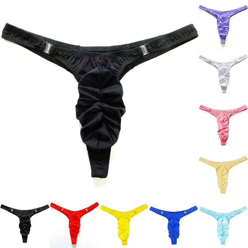 Sexy Men\'s Thongs Elastic Solid Color T-Back Breathable Underwear Pump Man Brazilian Thong With Buckle Japanese Panties