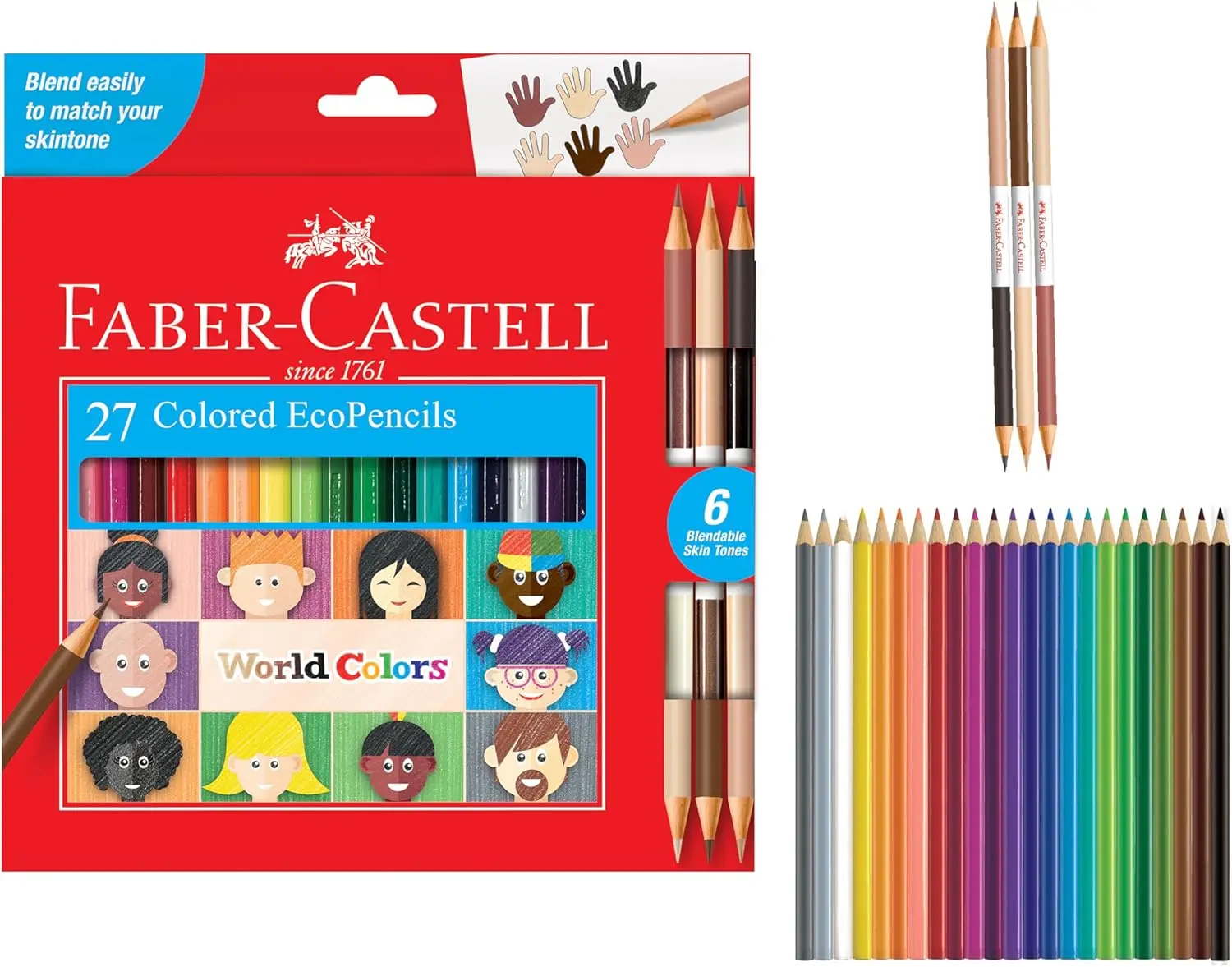 

Набор цветных карандашей для детей, 27 штук, разнообразные оттенки кожи - создавайте мультикультурное искусство с яркими, легко смешиваемыми цветами