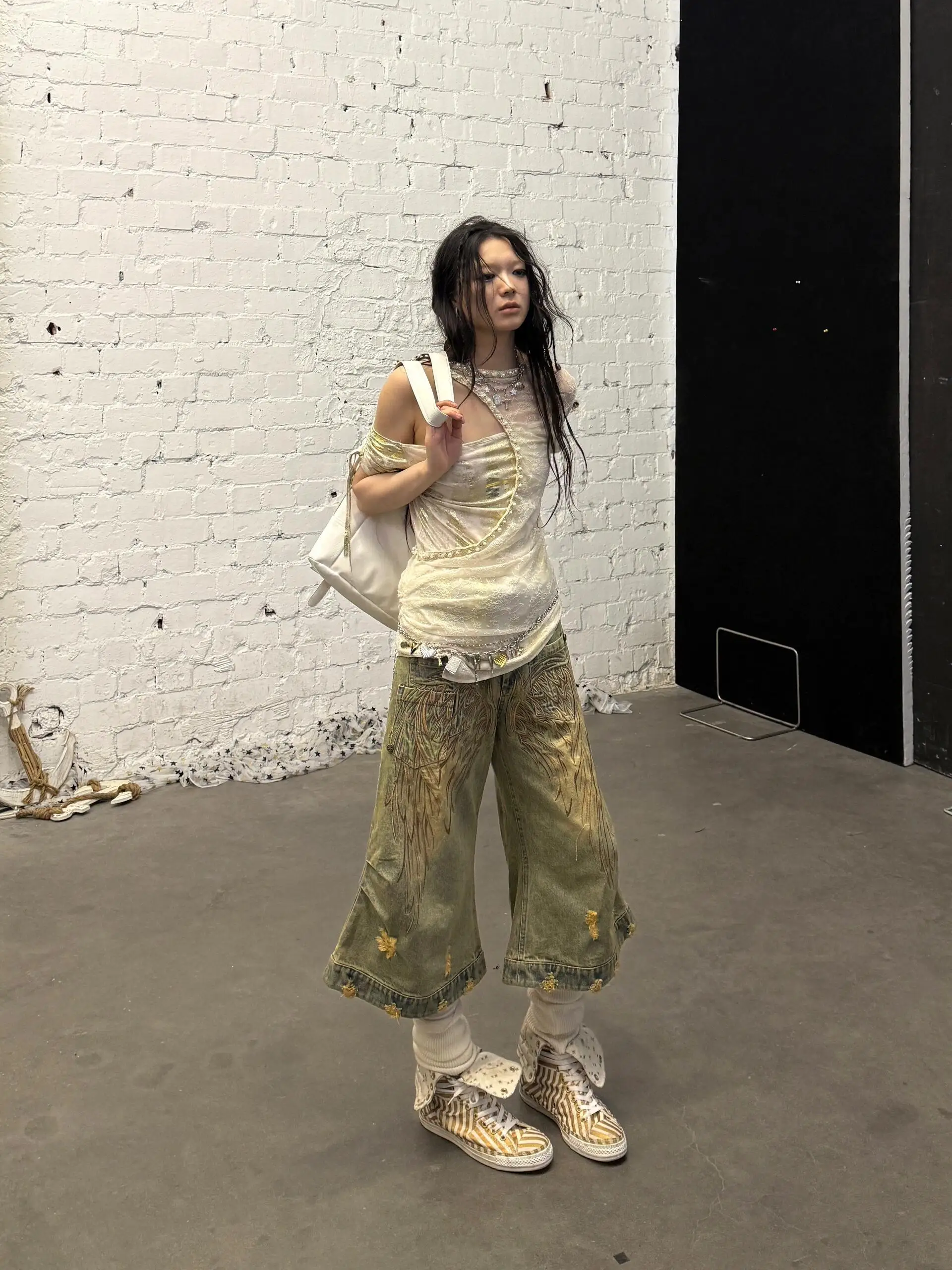 

Женские винтажные джинсы-карго с граффити High Street Y2k, мешковатые джинсовые брюки Harajuku Y2k, уличная одежда, брюки большого размера 2000-х, 90-х годов, одежда