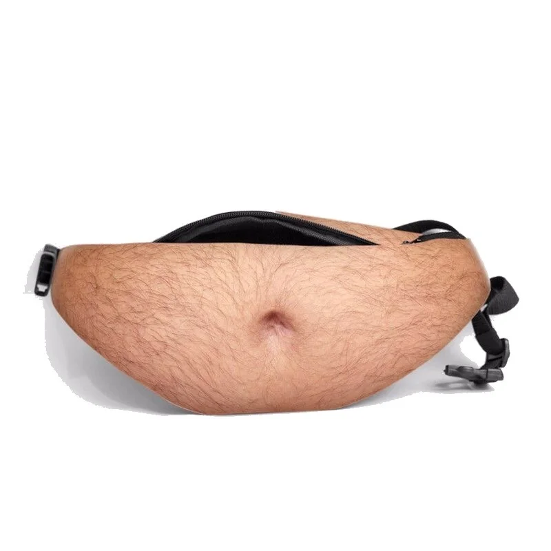 Funny Realistic Beer Belly Fanny Pack PU Leather Novelty Waist Bag Coin Purse Travel Belt Pouch