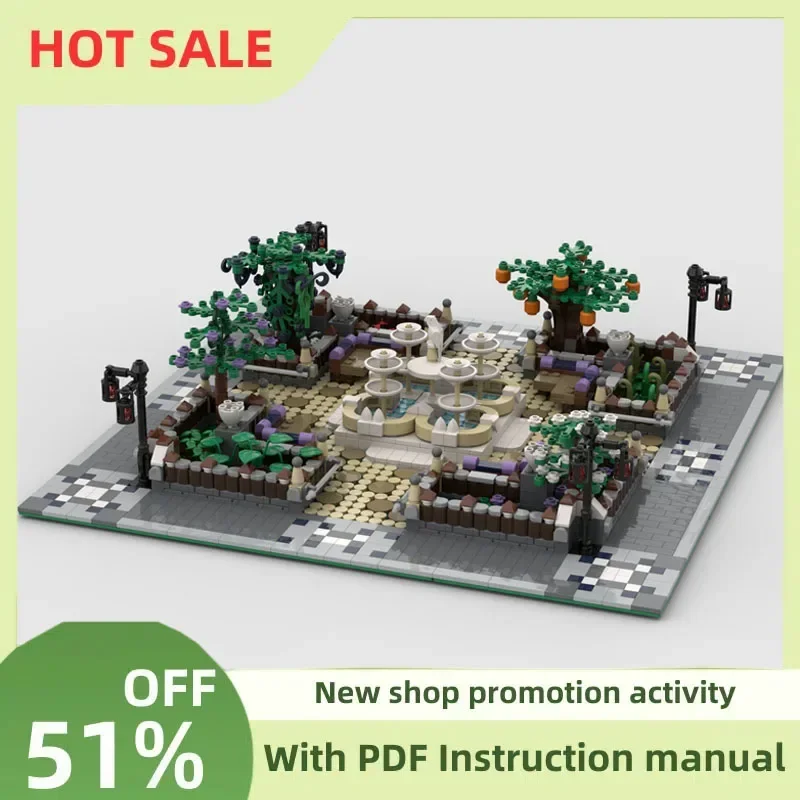 

Новый 2130 шт., вид на город, модульный парк Moc с моделью фонтана, головоломка на заказ, креативные идеи «сделай сам», детские игрушки, подарки на день рождения