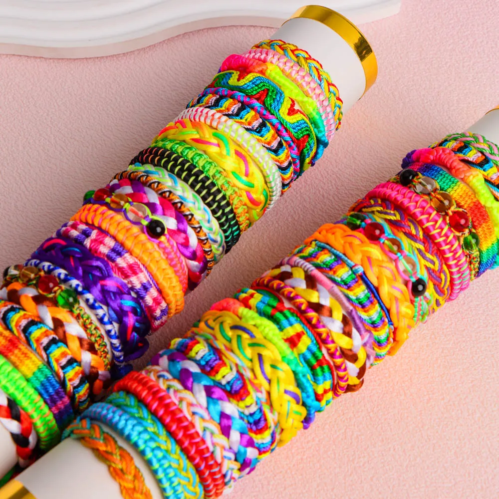 Fashion 30pieces/Lots Braided Cotton Rope Cuff Friendship Bracelet Lovers Cuff Bracelets Handmade Jewelry for Man Women