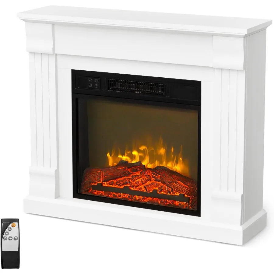 

32'' W Freestanding Electric Fireplace Stove with Remote Control and Timer Function Realistic Simulated Flame Heater Featuring