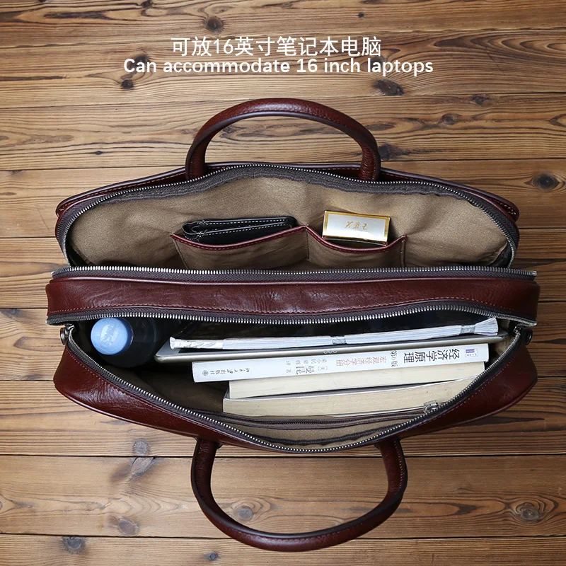 NZPJ Echtes Leder Herren Aktentasche Vintage Natürliche Rindsleder Handtasche Große Kapazität Umhängetasche Lässige Mode Computer Tasche – Detail 17