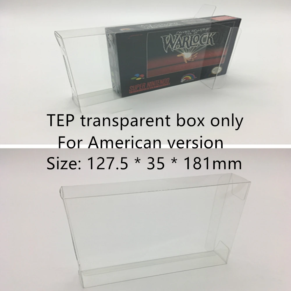 Collection Display Box For SNES/Super Nintendo Entertainment System Game Storage Transparent Boxes TEP Shell Clear Collect Case