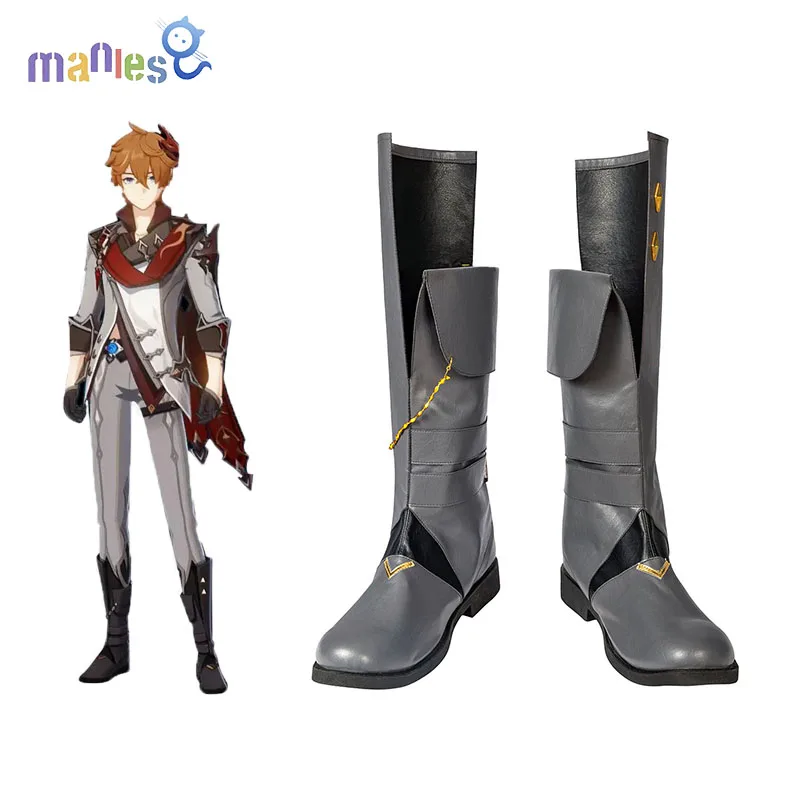 

Manles Genshin Impact Tartaglia Shoes Cosplay Genshin Tartaglia Boots Cosplay Halloween