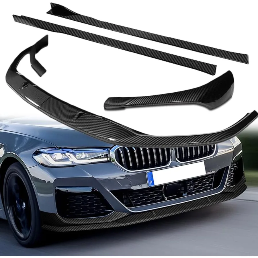 Q1-TECH, 9PCS Front Bumper Lip Side Skirt Extensions Diffuser Compatible with 2021-2023 BMW 5-Series 530e 530i 540i 550i G30 M-