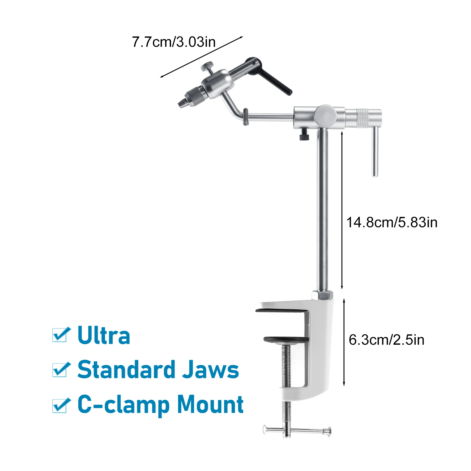 Imagem -05 - Voar Amarrando Vise 360 Graus Giratório Liga de Alumínio Pesca Moscas Amarrar Ferramentas C-clamp Mount Standard Jaws Aço Inoxidável