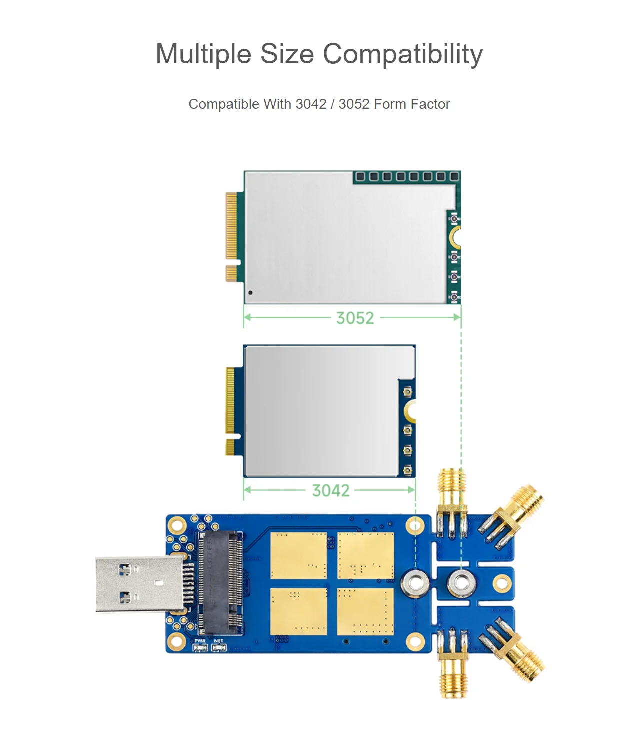 5G DONGLE Modul Quad Antennen USB 3,1 Port Aluminium Legierung Kühlkörper M.2 Schlüssel B Interface