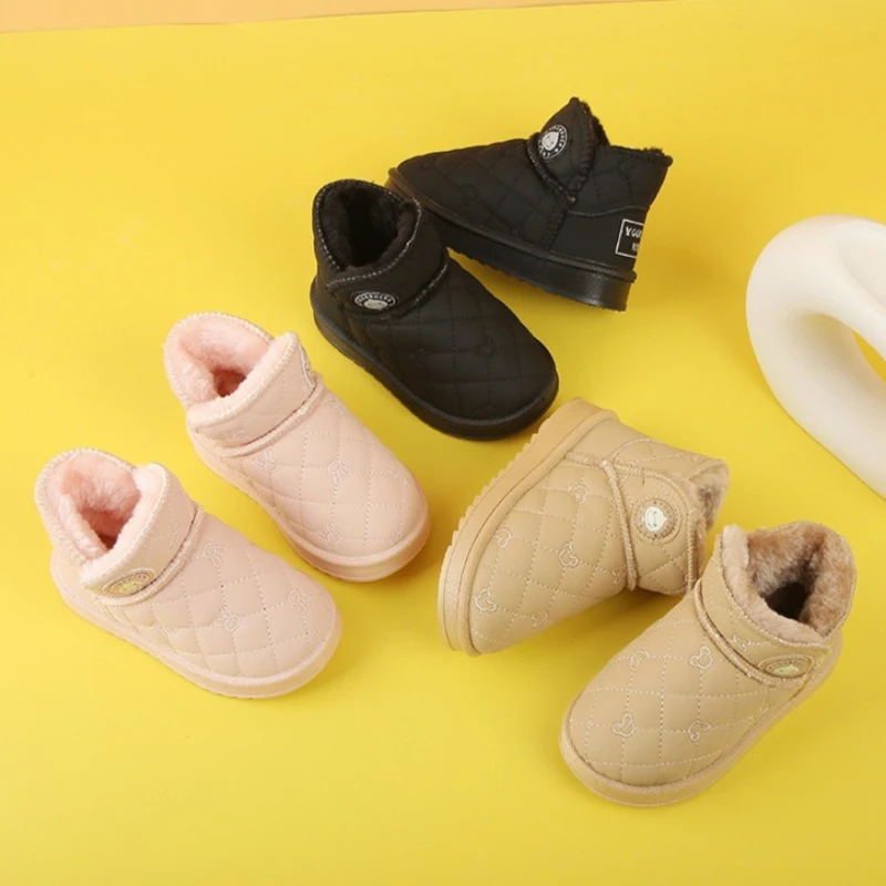 

Winter Child Boots 2025 New Retro Child Velvet Flat Boots Casual Child Anti Slip Warm Snow Boots Girls Fashion Boot Ankle Boot