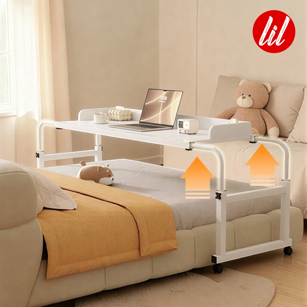 Adjustable Overbed Table Rolling Laptop Desk Mobile Standing Desk Bedside Study Table for Home Office