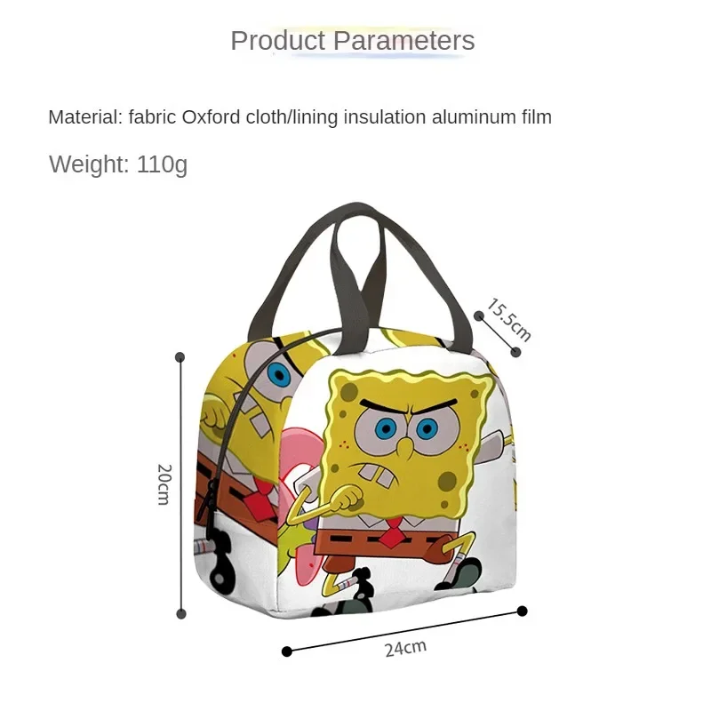 SpongeBob Lunch Bag Anime Insulation Portable Students Cooler Aluminum Foil Bento Bag Kids Girls Boys Cartoon Food Picnic Bags