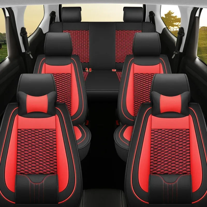 7 Seater Car Seat Covers Full Set With Waterproof Leather Compatible Automotive Vehicle Cushion Cover Universal Fit