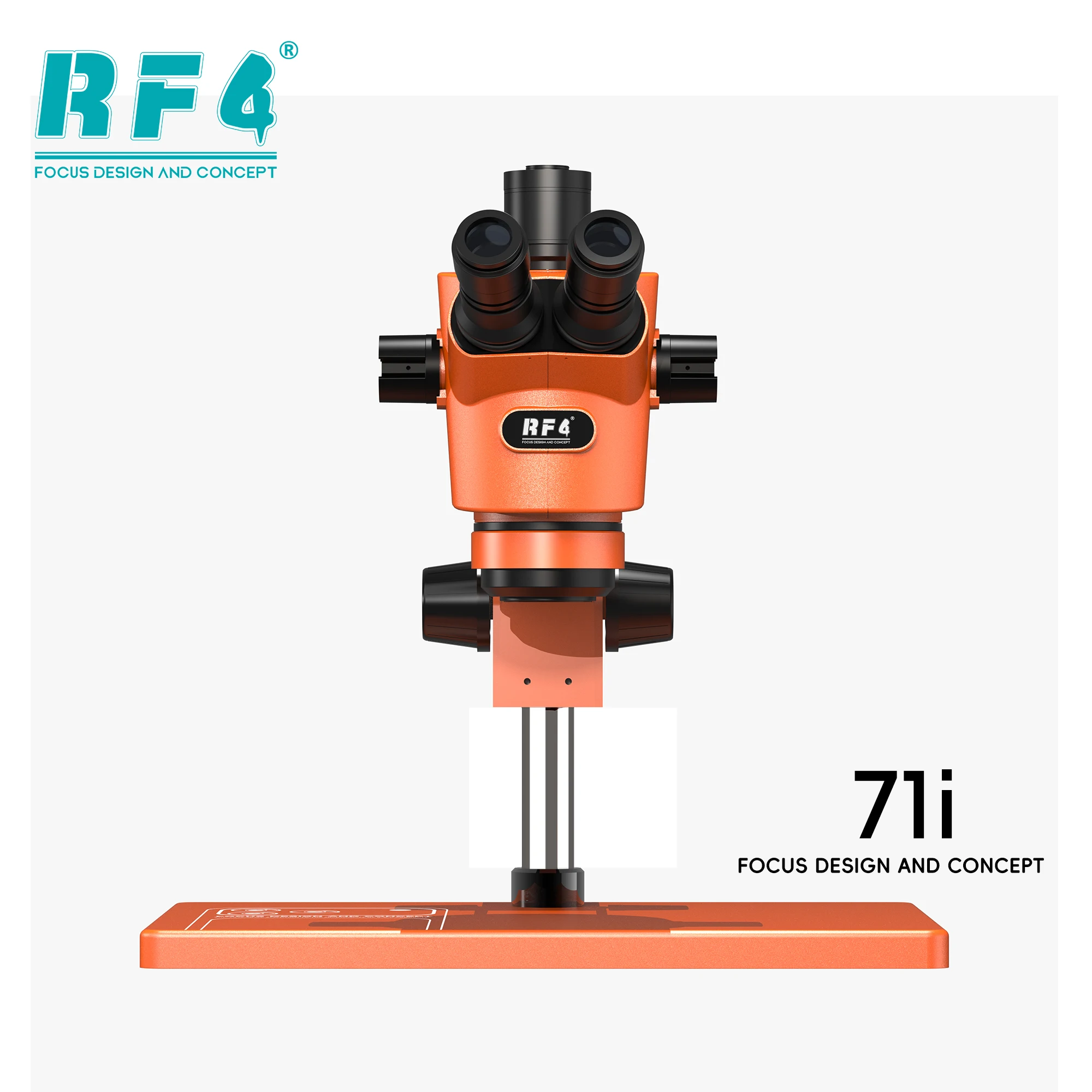 RF4 NEW 71i  Ergonomic Stereo Trinocular Microscope Large-field hd mi 4KC7 ca me ra 6.5-65X Phone Soldering PCB Repair
