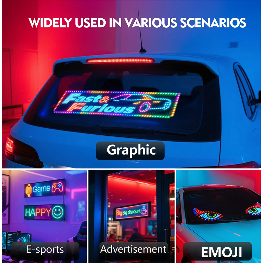 Devil's Eye RGB LED Matrix Pixel Flexible Screen for Car Rear Window USB 5V Bluetooth App Controlled DIY Car Signal Display Slim